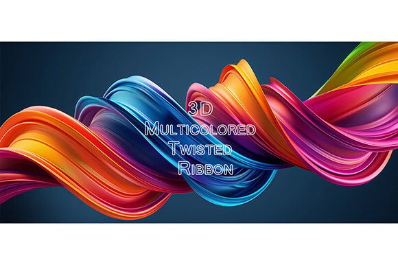 3D Multicolored Twisted Ribbon as an Abstract Background