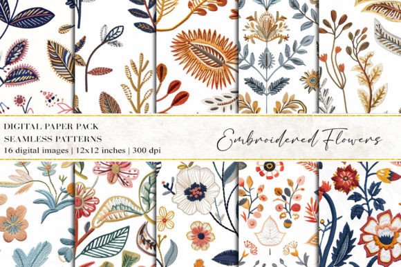 Beautiful Embroidered Flower Patterns for Design Projects