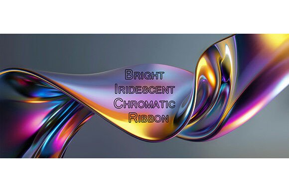 Bright Iridescent Chromatic Ribbon on Light Background