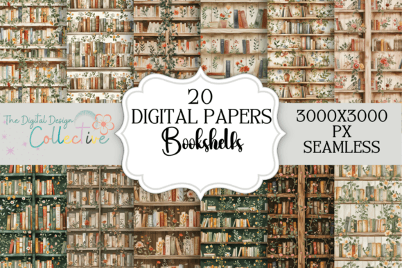 Cottagecore Bookshelf Seamless Patterns