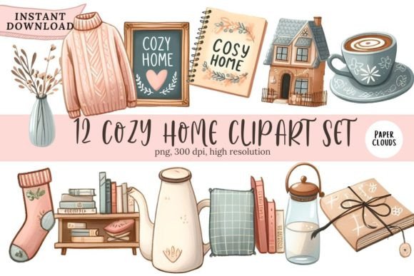 Cozy Home Clipart Elements Set