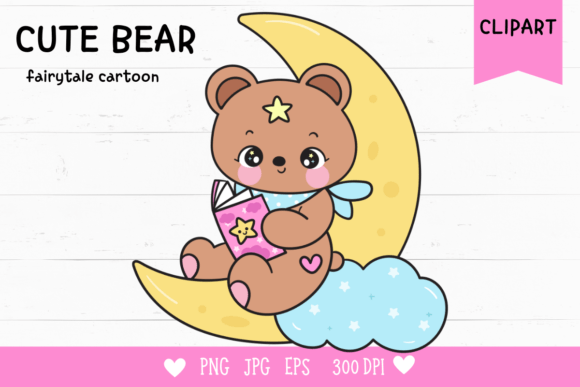 Cute Teddy Bear Read Book on Moon Kawaii: A Strategic Creative Asset for Impactful Projects
