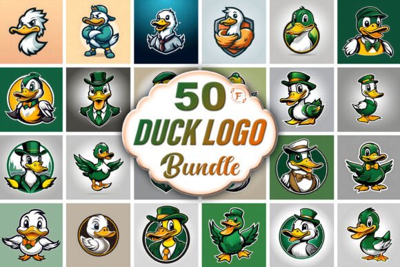 Duck Mascot Logo Bundle: Bold Visual Identity for Creative Projects