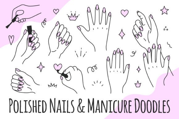 Enhancing Creativity and Branding with Polished Nails Manicure Doodles PNG