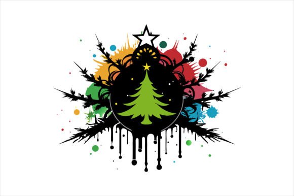Grunge Christmas Ornament Silhouette