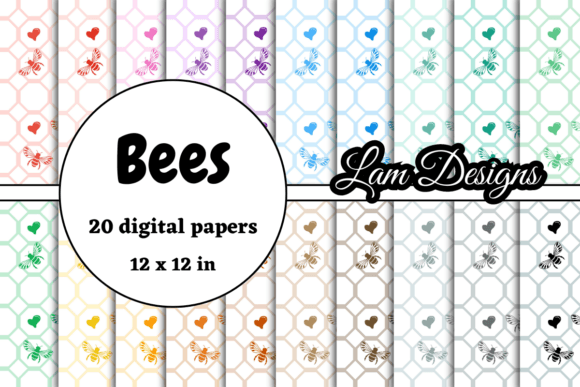 Hand-Drawn Bees Digital Papers: Creative and Versatile Designs