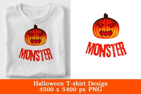 Pumpkin Monster Halloween T-Shirt Design