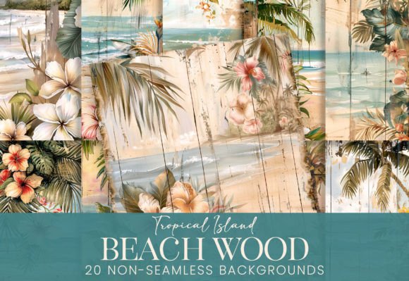 Tropical Beach Scenes Rustic Wood Boards: Elevating Digital and Physical Design with Authentic Texture
